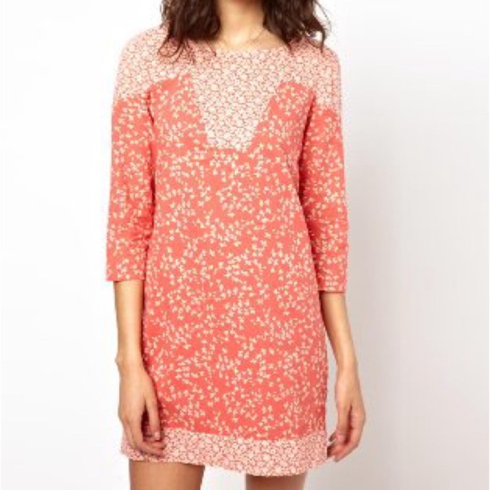 ba&sh Floral 100% Cotton Long Sleeve Dress EUC